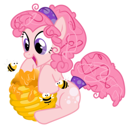 Size: 3000x3000 | Tagged: safe, artist:sunley, cotton candy (g1), bee, earth pony, pony, g1, g4, beehive, female, g1 to g4, generation leap, hive, honey, mare, simple background, solo, this will end in bees, this will end in pain, this will end in tears, transparent background