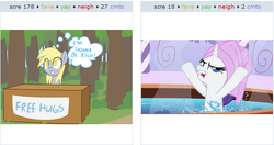 Size: 520x274 | Tagged: safe, screencap, derpy hooves, rarity, pegasus, pony, unicorn, g4, exploitable meme, female, juxtaposition, juxtaposition win, mare, raised hooves, spa