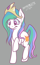 Size: 605x993 | Tagged: safe, artist:askthepalette, princess celestia, earth pony, pony, g4, 30 minute art challenge, crown, earth pony celestia, female, gray background, mare, race swap, raised hoof, simple background, solo