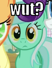 Size: 184x239 | Tagged: safe, edit, edited screencap, screencap, applejack, lyra heartstrings, rarity, g4, it's about time, animated, cropped, female, image macro, reaction image, wat