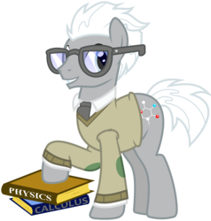 Size: 5710x6000 | Tagged: safe, artist:masem, covalent bond, earth pony, pony, g4, the crystal empire, absurd resolution, book, clothes, glasses, male, simple background, solo, stallion, sweater, transparent background, vector