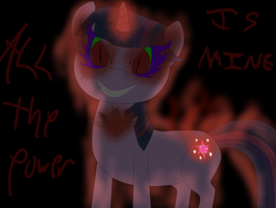 Size: 4000x3000 | Tagged: safe, artist:xhardwirex, twilight sparkle, g4, alicorn amulet, colored horn, corrupted, corrupted twilight sparkle, curved horn, dark magic, female, horn, solo, sombra eyes, sombra horn