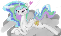 Size: 1801x1077 | Tagged: source needed, safe, artist:defective, princess celestia, alicorn, pony, g4, female, heart, solo