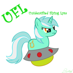 Size: 700x700 | Tagged: safe, artist:bucky, lyra heartstrings, pony, unicorn, g4, female, raised eyebrow, simple background, solo, transparent background, ufo