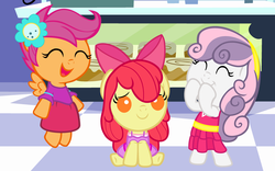 Size: 4800x3000 | Tagged: safe, artist:beavernator, apple bloom, scootaloo, sweetie belle, earth pony, pony, equestria girls, g4, my little pony equestria girls, ^^, adorabloom, age regression, applebetes, baby, baby apple bloom, baby belle, baby pony, baby scootaloo, beavernator is trying to murder us, bipedal, cake, clothes, cute, cutealoo, cutie mark crusaders, daaaaaaaaaaaw, diasweetes, dress, equestria girls outfit, equestria girls ponified, eyes closed, fall formal outfits, female, filly, flying, foal, high res, hnnng, ponified, scootaloo can fly, sweet dreams fuel, vector