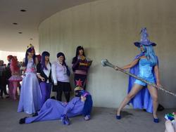 Size: 3640x2730 | Tagged: safe, artist:sarahn29, pinkie pie, rainbow dash, trixie, twilight sparkle, human, g4, acen, convention, cosplay, irl, irl human, photo, wand