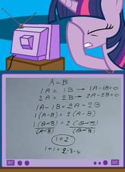 Size: 437x600 | Tagged: safe, twilight sparkle, g4, 1=2, exploitable meme, facehoof, fail, math, tv meme