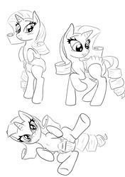 Size: 756x1075 | Tagged: safe, artist:kyokimute, rarity, g4, diaper, female, monochrome, non-baby in diaper, solo