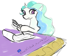 Size: 640x480 | Tagged: safe, artist:khakihat, princess celestia, earth pony, pony, g4, 30 minute art challenge, female, race swap, solo, writing