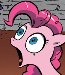 Size: 234x270 | Tagged: safe, artist:andy price, idw, pinkie pie, g4, faic, female, gasp, reaction image, solo, thousand yard stare