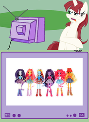 Size: 563x771 | Tagged: safe, applejack, fluttershy, pinkie pie, rainbow dash, rarity, twilight sparkle, oc, oc:fausticorn, equestria girls, g4, official, doll, equeefria gerlz, equestria girls drama, equestria girls prototype, ew gay, exploitable meme, humane five, humane six, lauren faust, reaction, toy, tv meme, wat