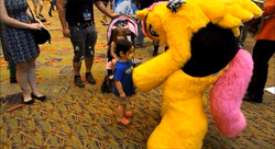 Size: 1655x900 | Tagged: safe, fluttershy, human, g4, child, cosplay, costume, furry, fursuit, irl, irl human, photo