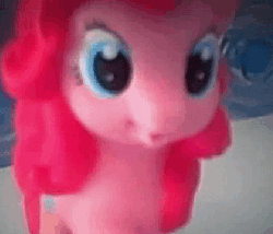 Size: 420x360 | Tagged: safe, pinkie pie, earth pony, pony, g4, :o, animated, artifact, betcha can't make a face crazier than this, bubble blower, compression, cute, diapinkes, distortion, female, funny, funny as hell, gif, hollow, irl, mare, open mouth, photo, ponk, ponkie poy, rubber, scrunchy face, solo, squish, squishy, toy, wat, youtube link