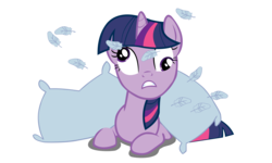 Size: 10000x6000 | Tagged: safe, artist:flutterwry95, twilight sparkle, g4, look before you sleep, absurd resolution, derp, feather, female, pillow, simple background, solo, transparent background, vector