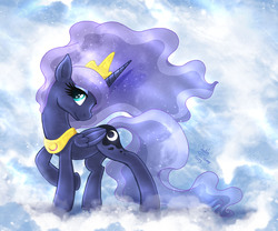 Size: 1800x1500 | Tagged: safe, artist:joakaha, princess luna, alicorn, pony, g4, female, mare, raised hoof, solo