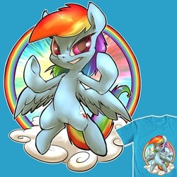 Size: 500x500 | Tagged: safe, artist:atryl, rainbow dash, pegasus, pony, g4, chibi, clothes, colored eyelashes, female, mare, rainbow lashes, shirt, solo, t-shirt