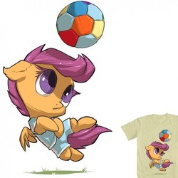 Size: 500x500 | Tagged: safe, artist:atryl, scootaloo, pegasus, pony, g4, chibi, cute, cutealoo, football, in air, looking up, scootaloo will show us games to play, simple background, solo