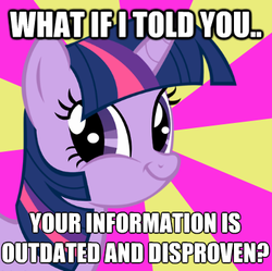 Size: 400x399 | Tagged: safe, twilight sparkle, g4, female, reaction image, solo, twiface, what if i told you