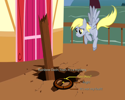 Size: 750x600 | Tagged: source needed, useless source url, safe, edit, edited screencap, editor:korora, screencap, derpy hooves, pegasus, pony, g4, the last roundup, dialogue wheel, female, mare, mass effect, solo, town hall