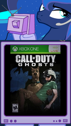 Size: 438x776 | Tagged: safe, princess luna, gamer luna, g4, call of duty, exploitable meme, scooby-doo, scooby-doo!, shaggy rogers, tv meme, xbox one