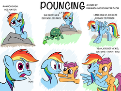 Size: 2048x1536 | Tagged: safe, artist:daringdashie, rainbow dash, scootaloo, tank, pegasus, pony, tortoise, g4, comic, cute, dialogue, female, glomp, hug, scootalove, siblings, sisters, trio