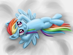 Size: 1600x1200 | Tagged: safe, artist:polex, artist:polex-p, rainbow dash, pegasus, pony, g4, arm behind head, cloud, cloudy, female, mare, on a cloud, on back, solo