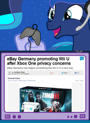 Size: 563x769 | Tagged: safe, princess luna, gamer luna, g4, exploitable meme, gamer meme, tv meme, wii u, wii u gamepad, xbox one