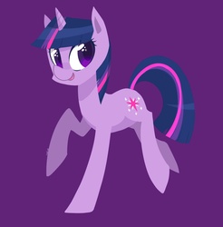 Size: 1099x1115 | Tagged: safe, artist:foxda, twilight sparkle, pony, unicorn, g4, colored pupils, female, purple background, simple background, smiling, solo, starry eyes, wingding eyes