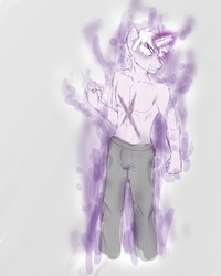 Size: 900x1125 | Tagged: safe, artist:devious-stylus, twilight sparkle, anthro, g4, clothes, dusk shine, fanfic, glowing eyes, male, rule 63, sketch, solo, topless, wip