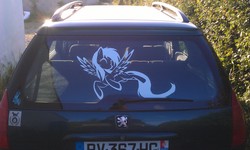 Size: 3264x1952 | Tagged: safe, derpy hooves, pegasus, pony, g4, car, customized toy, decal, female, irl, itasha, mare, peugeot, peugeot 306 sw, photo, station wagon
