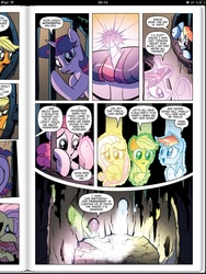 Size: 768x1024 | Tagged: safe, idw, official comic, applejack, fluttershy, pinkie pie, rainbow dash, twilight sparkle, earth pony, pony, unicorn, g4, spoiler:comic, spoiler:comic08, comic, female, mare, nightmare rarity (arc)