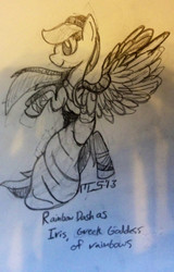 Size: 1306x2047 | Tagged: safe, artist:mcsorte, rainbow dash, g4, female, greek mythology, iris, sketch, solo, traditional art