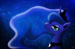 Size: 3100x2050 | Tagged: safe, artist:princesssilverglow, princess luna, alicorn, pony, g4, best pony, ethereal mane, female, night, night sky, sky, solo