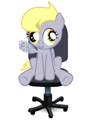 Size: 200x256 | Tagged: safe, derpy hooves, g4, animated, chair, cute, derpabetes, female, filly, fun, hooves, office, solo, spin, spin meme, spinning