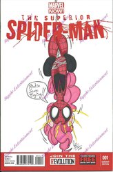 Size: 900x1374 | Tagged: safe, artist:1trurarity, pinkie pie, earth pony, pony, g4, comic, costume, cover, crossover, female, male, mare, solo, spider-man, superior spider-man, traditional art