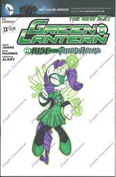 Size: 900x1373 | Tagged: dead source, safe, artist:1trurarity, rarity, g4, costume, cover, female, green lantern, solo