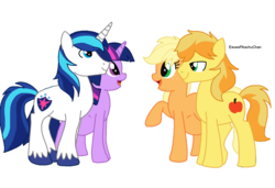 Size: 1422x972 | Tagged: safe, artist:eeveepikachuchan, applejack, braeburn, shining armor, twilight sparkle, g4, female, incest, male, mama twilight, pregnant, ship:braejack, ship:shiningsparkle, shipping, straight