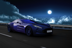 Size: 1280x853 | Tagged: safe, artist:shadowbolt240z, princess luna, g4, aston martin, aston martin one 77, barely pony related, car, mare in the moon, moon