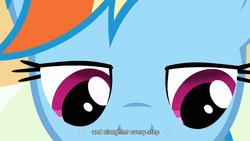 Size: 854x480 | Tagged: safe, screencap, rainbow dash, g4, read it and weep, female, solo, youtube caption