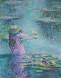 Size: 812x1023 | Tagged: safe, artist:sunset80, sea pony, impressionism, modern art, painting, solo, traditional art, water