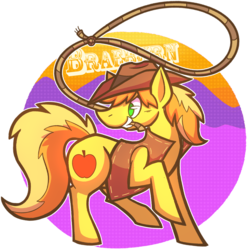 Size: 1168x1177 | Tagged: safe, artist:mister-markers, braeburn, earth pony, pony, g4, lasso, looking back, male, rope, simple background, solo, transparent background