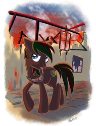 Size: 532x700 | Tagged: safe, artist:yulyeen, oc, oc only, earth pony, pony, fire, male, solo, stallion