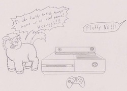 Size: 1200x864 | Tagged: safe, artist:santanon, fluffy pony, angry, fluffy pony original art, xbox, xbox one