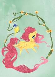 Size: 500x707 | Tagged: safe, artist:thequeenserena, fluttershy, bird, g4, female, solo