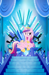 Size: 649x1000 | Tagged: safe, artist:pixelkitties, princess cadance, alicorn, pony, g4, crystal, female, game of thrones, iron throne, mare, solo, throne