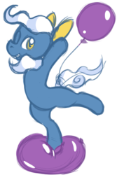 Size: 389x584 | Tagged: safe, artist:retl, oc, oc only, balloon, offspring, parent:pinkie pie, parent:pokey pierce, parents:pokeypie, simple background, solo, that pony sure does love balloons, transparent background