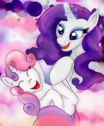 Size: 3000x3634 | Tagged: safe, artist:rariedash, rarity, sweetie belle, g4, hoof tickling, tickling