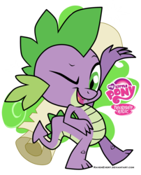 Size: 1292x1600 | Tagged: safe, artist:ravenevert, spike, dragon, g4, male, my little pony logo, partially transparent background, solo