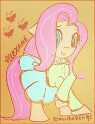 Size: 614x794 | Tagged: safe, artist:velexane, fluttershy, g4, clothes, dress, female, solo