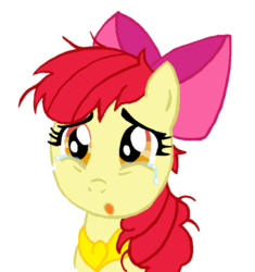 Size: 567x604 | Tagged: safe, artist:reina-del-caos, apple bloom, earth pony, pony, g4, crying, female, filly, foal, messy mane, simple background, solo, transparent background